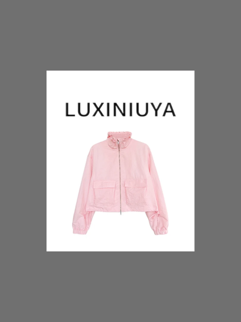 【LUXINIUYA】热力全开 25年新款水波领大口袋短款上衣外套#QDS080