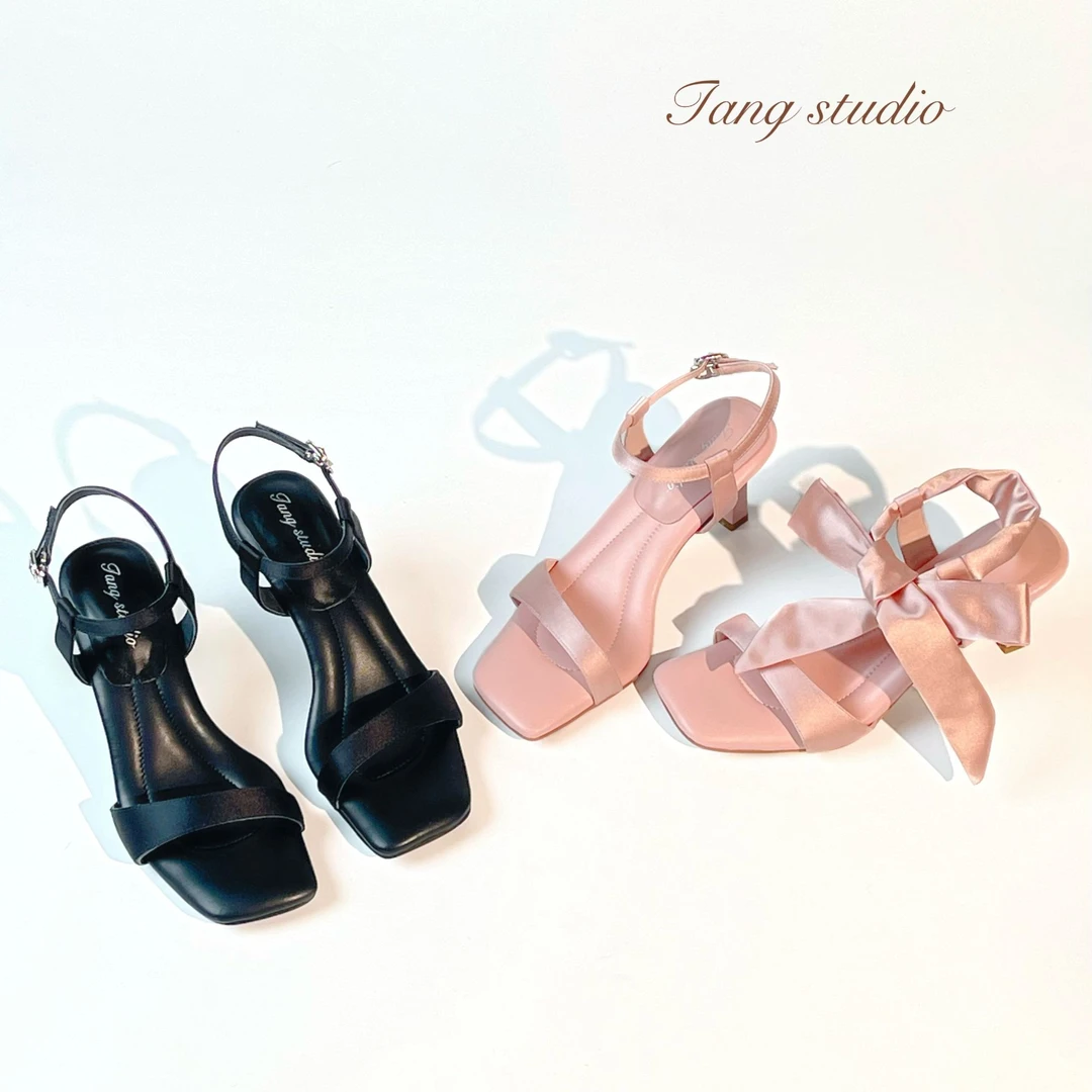 【Tang Studio】夏季踩屎感后空一字高跟凉鞋6cm（一鞋两穿） T221