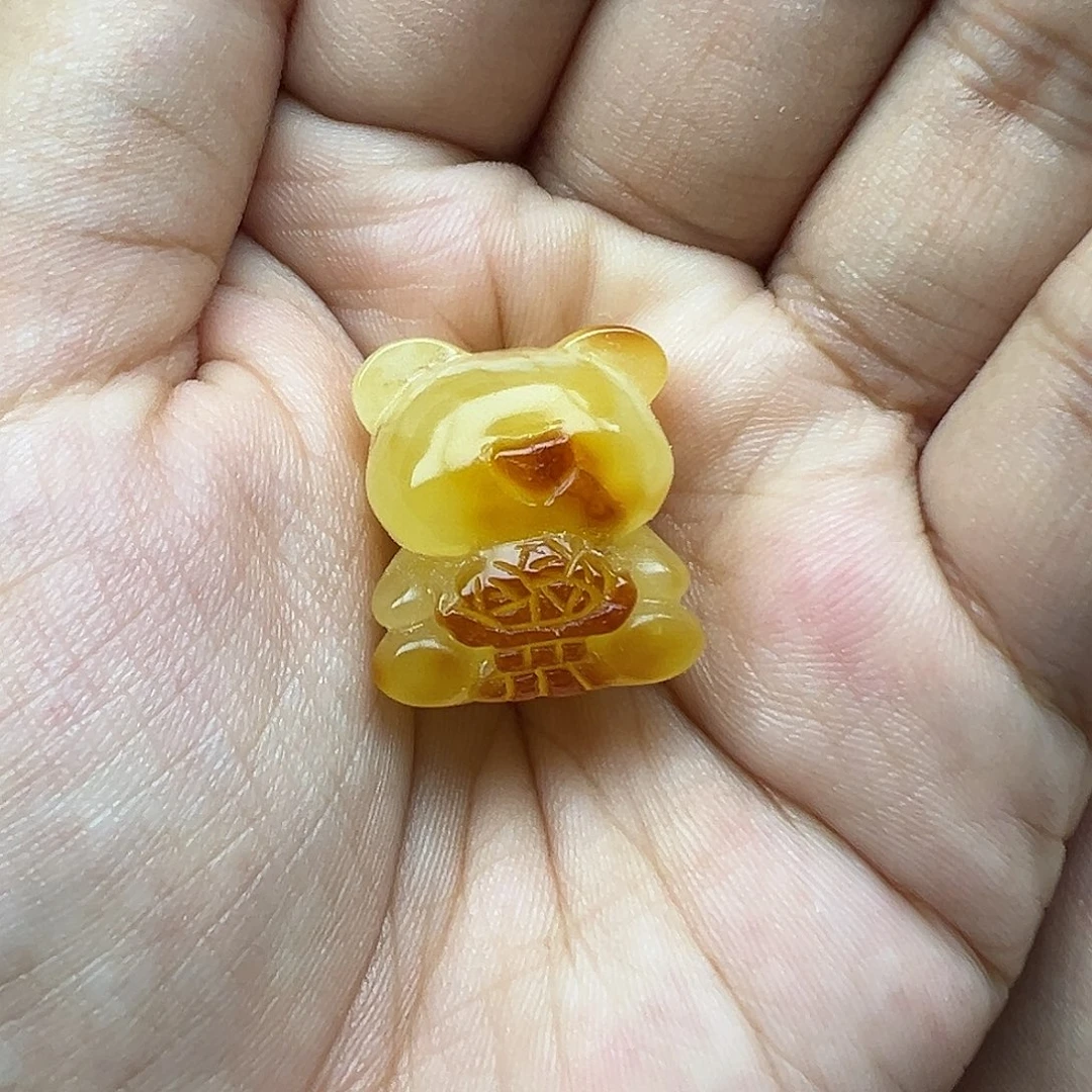 琥珀未镶嵌珠宝奇石4.2小熊打孔不退换