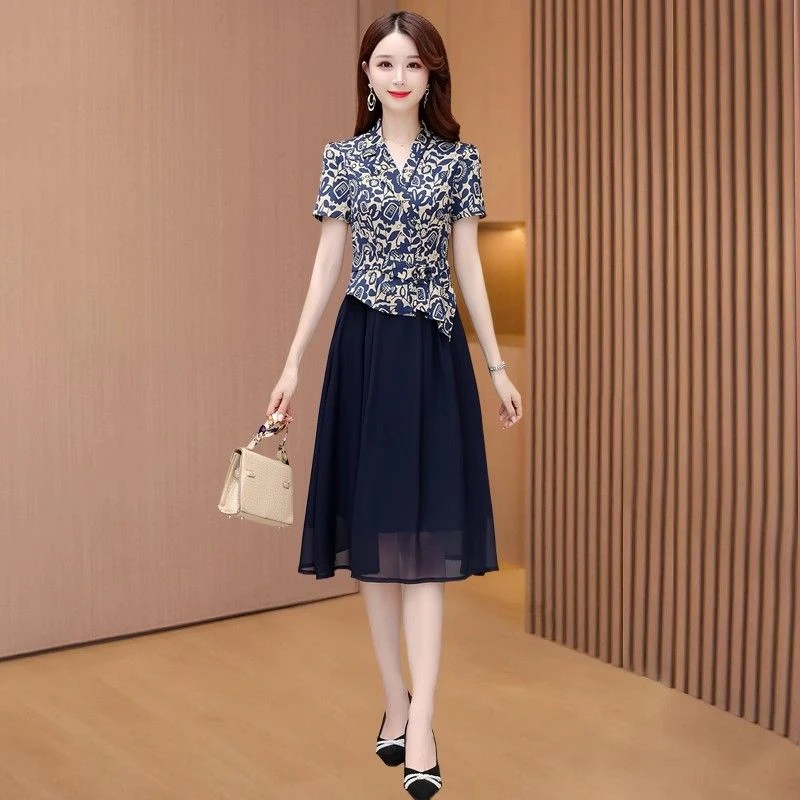 假两件连衣裙女夏2025新款高端奢华潮高档贵夫人妈妈正式场合裙子