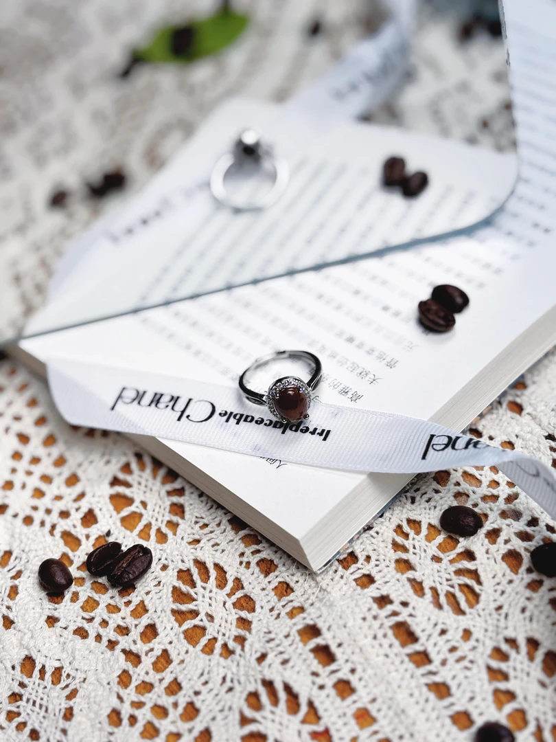 钛钢戒指 咖啡豆戒指任选 个性时尚百搭 纯天然咖啡豆手工