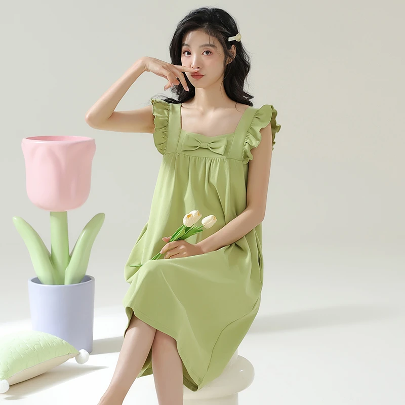 全棉时代2025年新款吊带睡裙女士夏季纯棉无袖甜美公主风薄款家居