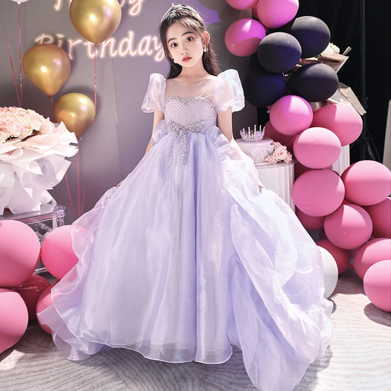 女童高端礼服儿童轻奢小众生日宴公主裙主持人钢琴演奏拖尾走秀夏