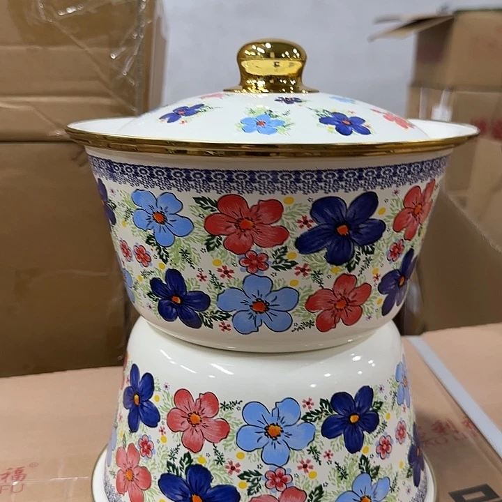 20公分珐琅搪瓷盖盆1个金盛夏