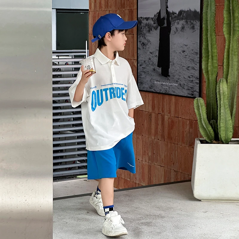 男童短袖套装夏款2025新款休闲宽松两件套中大童运动夏装TZW1268