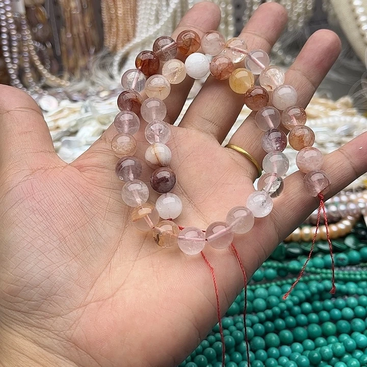 未镶嵌玛瑙/玉髓珠宝半成品一条10mm红胶花