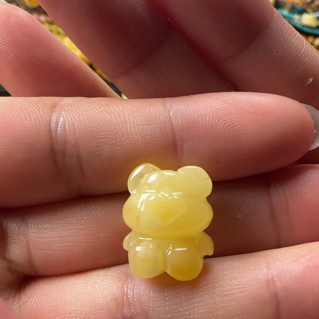 蜜蜡未镶嵌颈饰蜜蜡小熊吊坠迷你