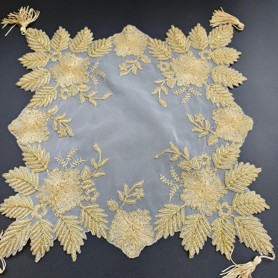 40*40厘米 正方形网纱蕾丝布艺绣花盖巾茶盘茶具防尘盖布简约现代