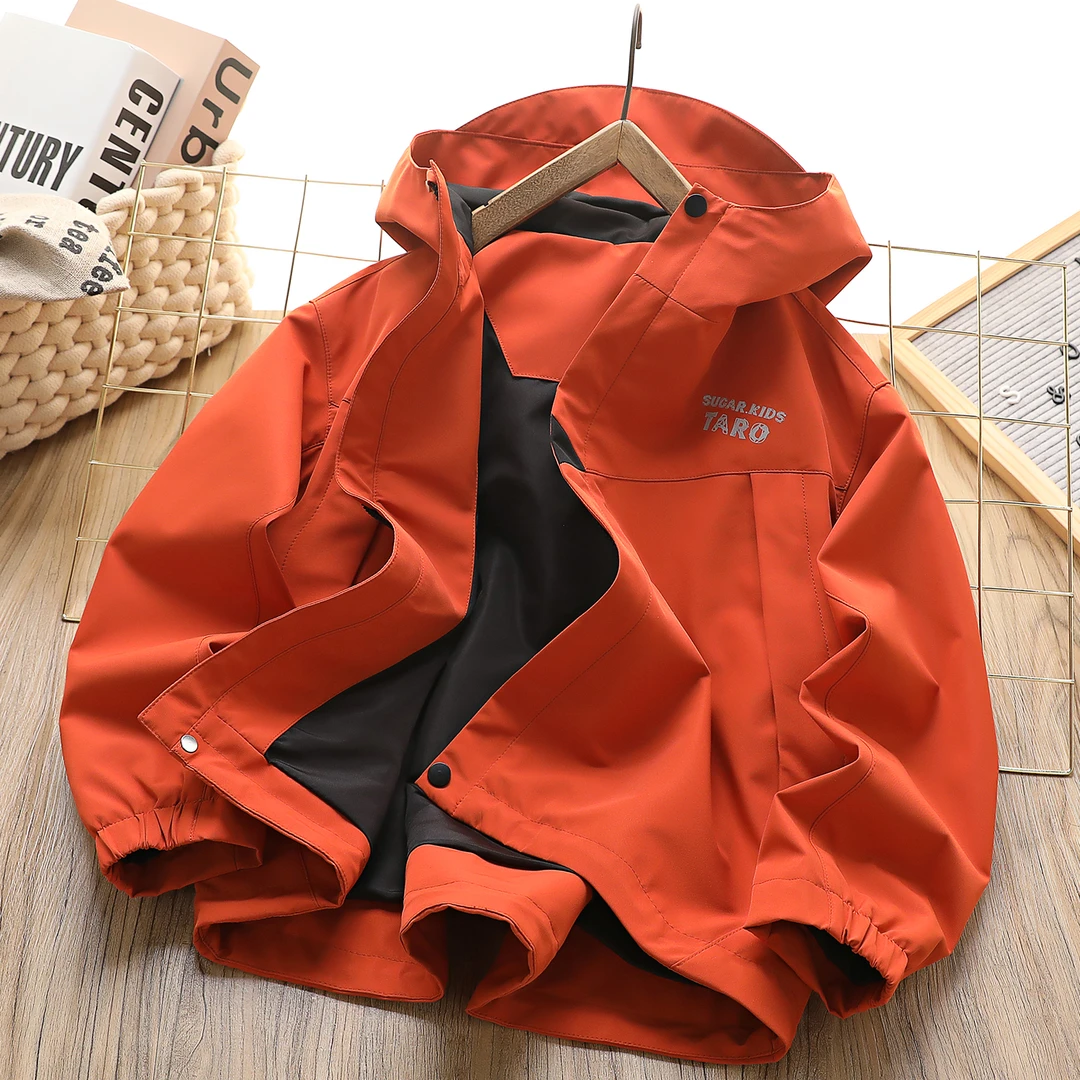 拉链春季休闲风连帽普通外套男童女童韩版防风中大童休闲6719