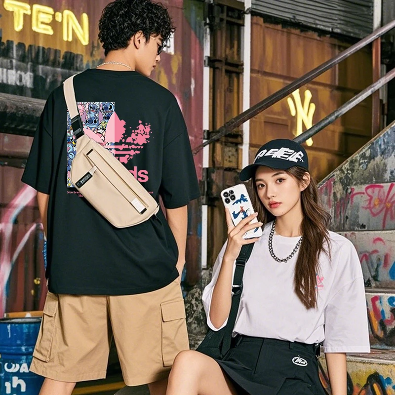 通用夏季常规印花圆领T恤yf短袖休闲宽松男士纯棉百搭情侣装半袖