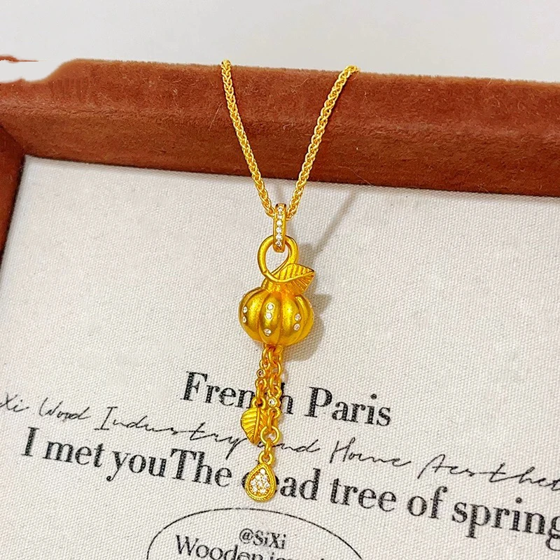 合金吊坠 点钻南瓜流苏吊坠项链金瓜满盈硕果累累锁骨链