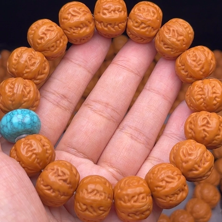 猴头核桃吊坠17麻花串绿