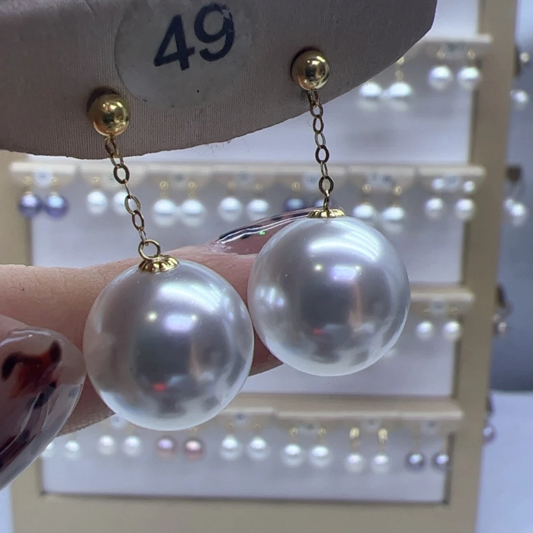 淡水珍珠耳饰18K金镶嵌