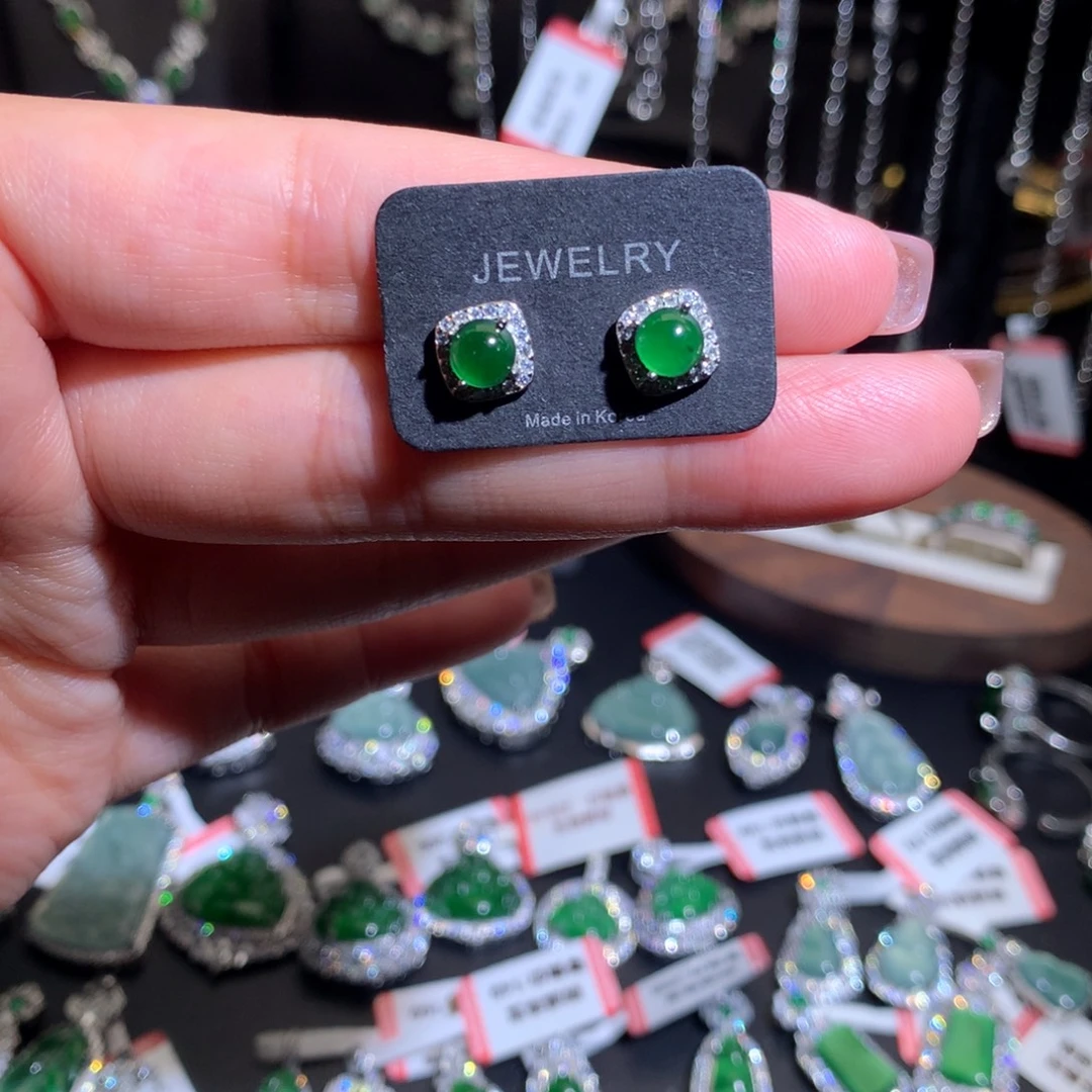 翡翠未镶嵌耳饰耳钉