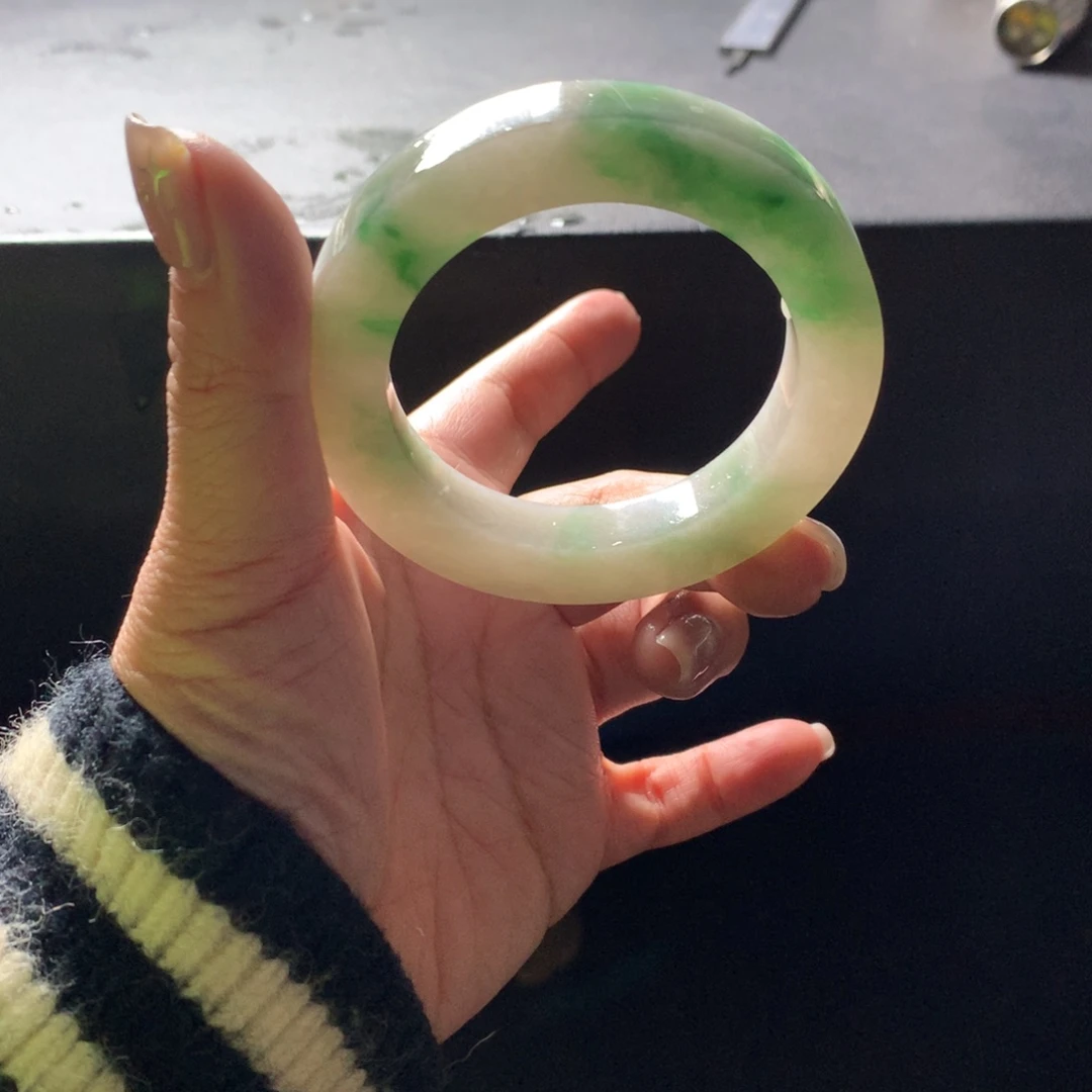 定制翡翠未镶嵌翡翠手镯50_55
