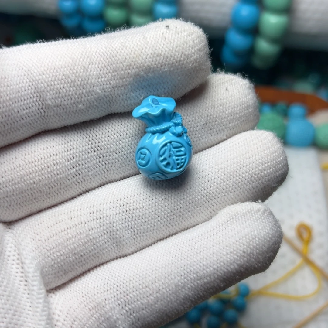 蓝色钱袋吊坠贝云尺寸20/14+/12