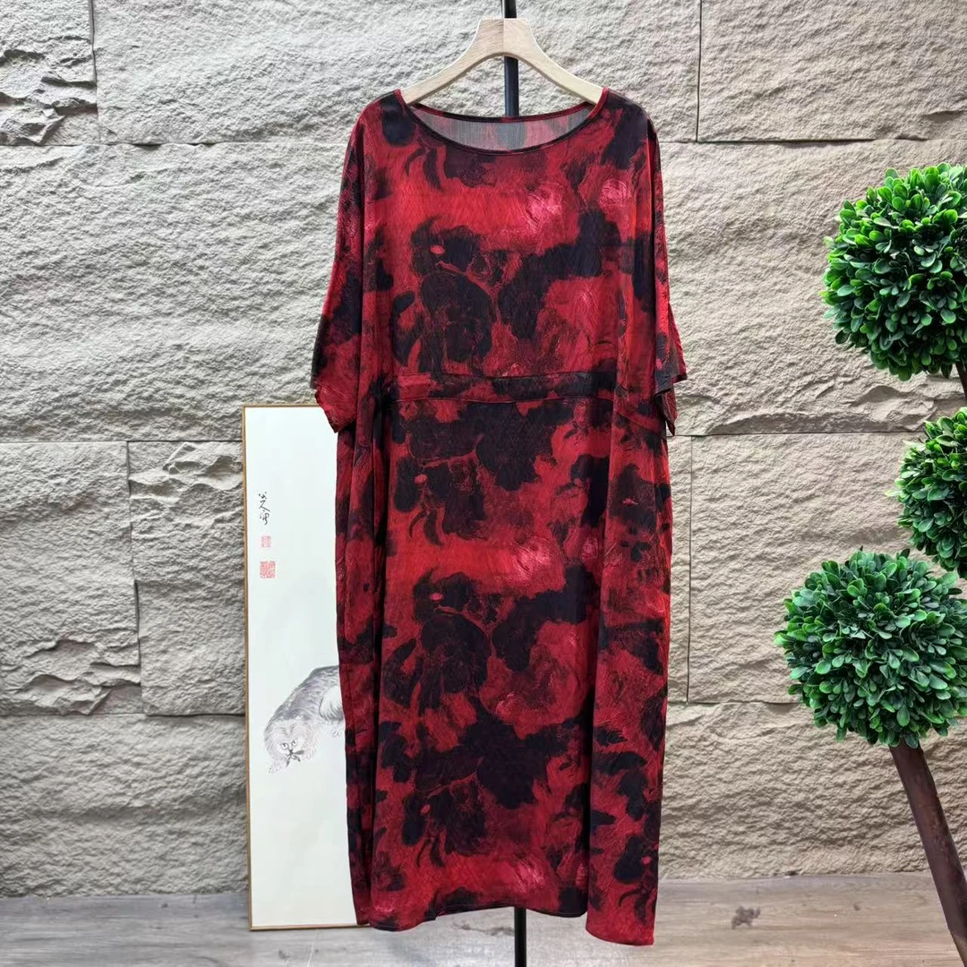 10058新款夏季优雅减龄宽松遮肉洋气连衣裙QZ