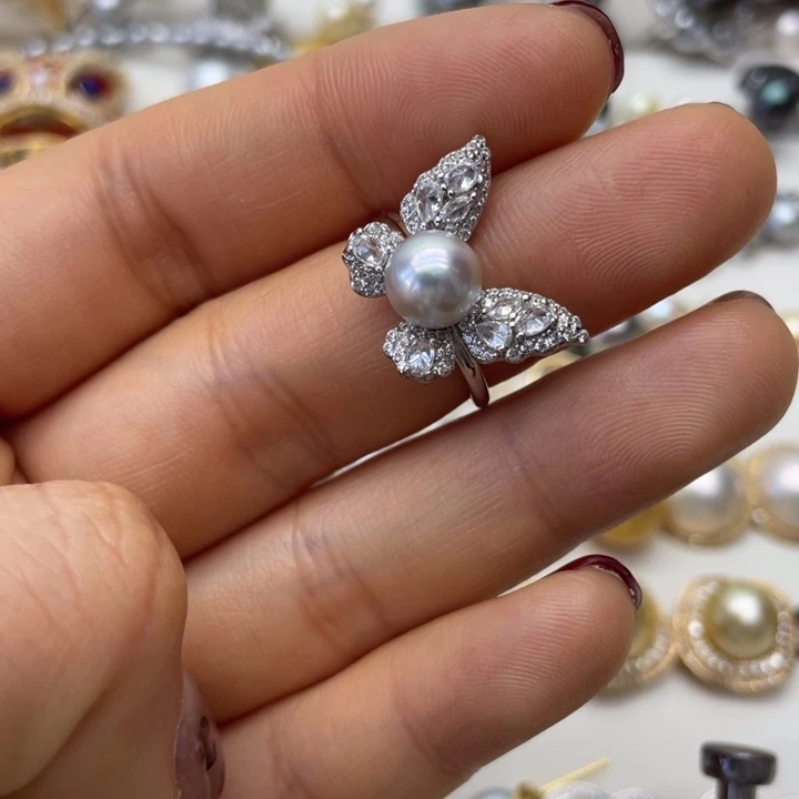 海水珍珠戒指银S925镶嵌