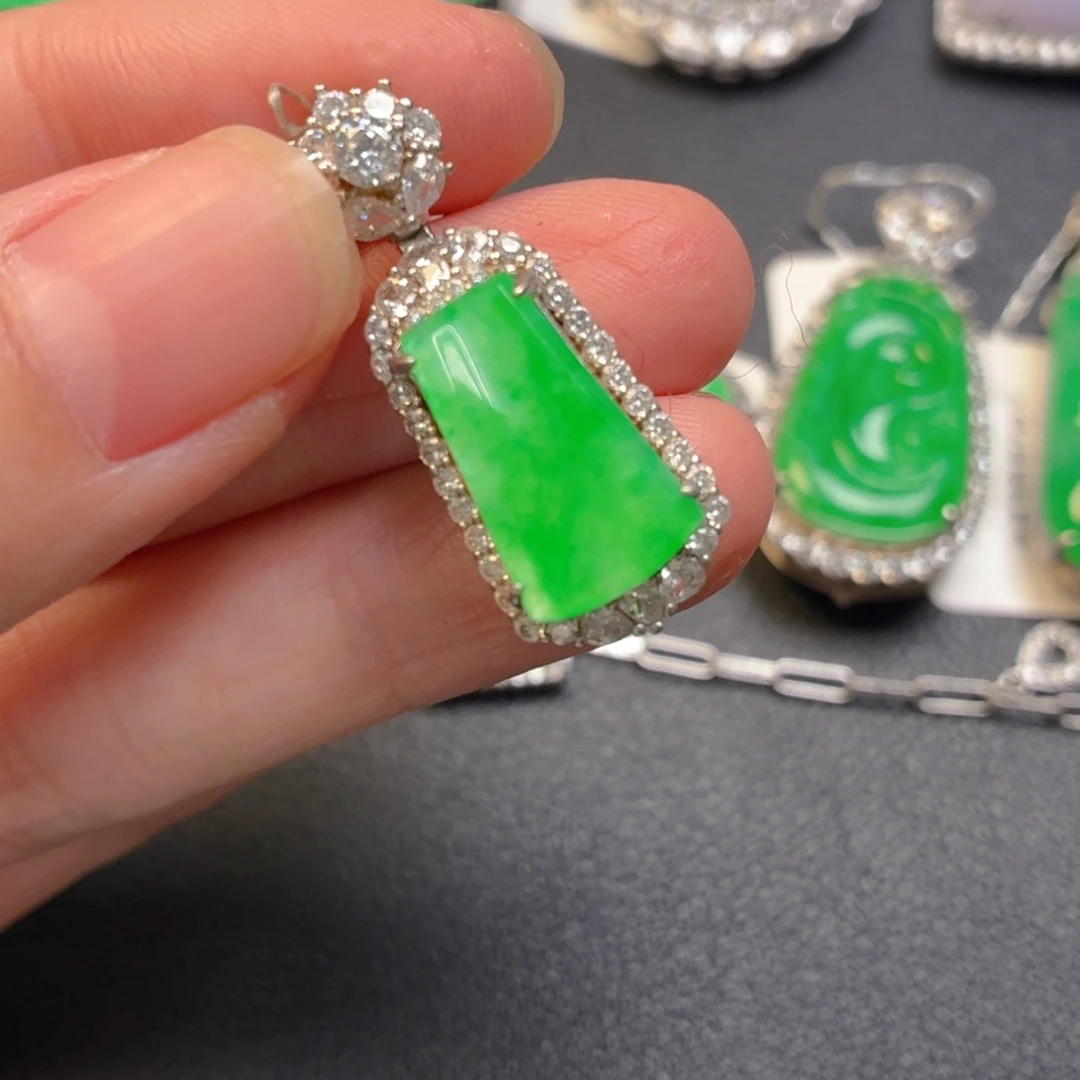 翡翠银S925镶嵌吊坠(不含链)