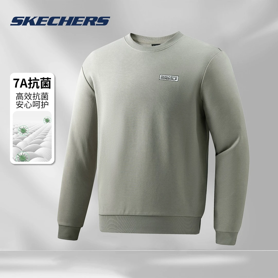 SKECHERS/斯凯奇7A抑菌圆领男士卫衣百搭情侣长袖卫衣P424U067
