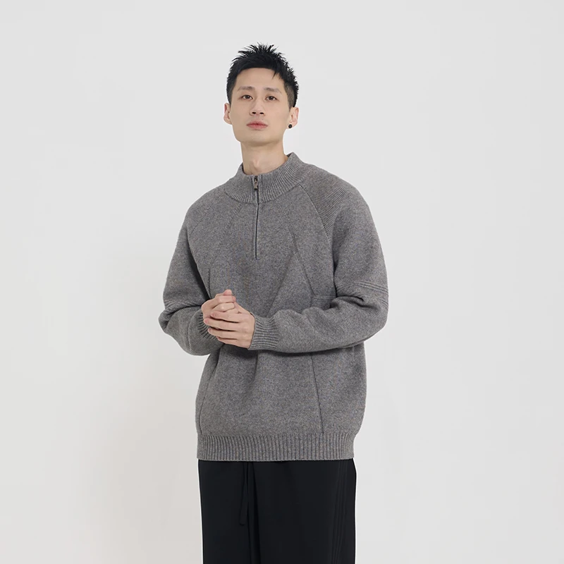 男女同款慵懒风毛衣秋冬宽松百搭潮流纯色半高领打底针织衫798-3