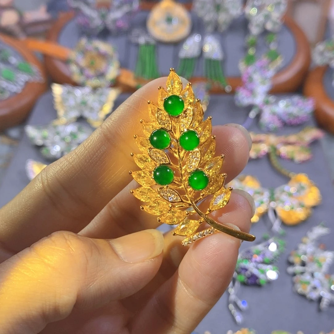 颈饰银S925镶嵌翡翠