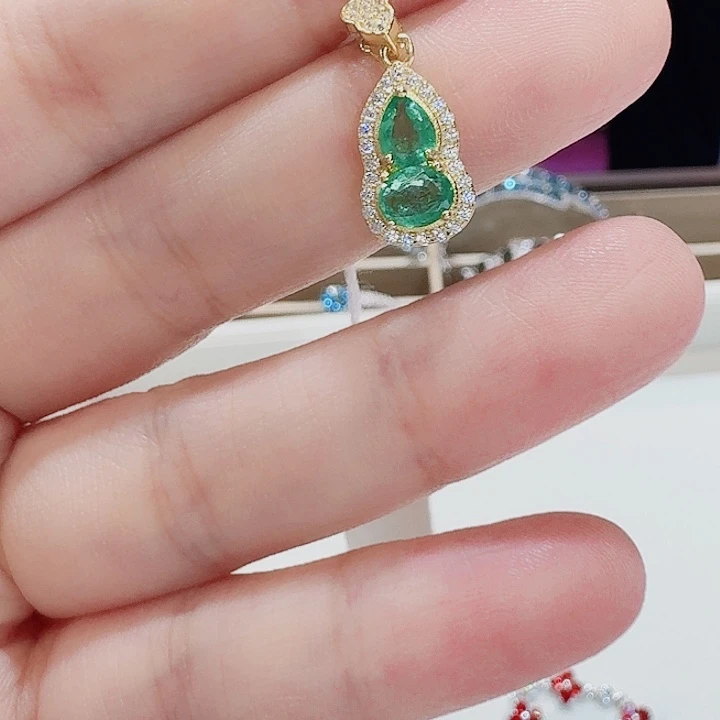 银S925镶嵌吊坠(不含链)祖母绿