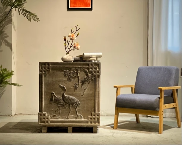 松鹤延年～方形石桌