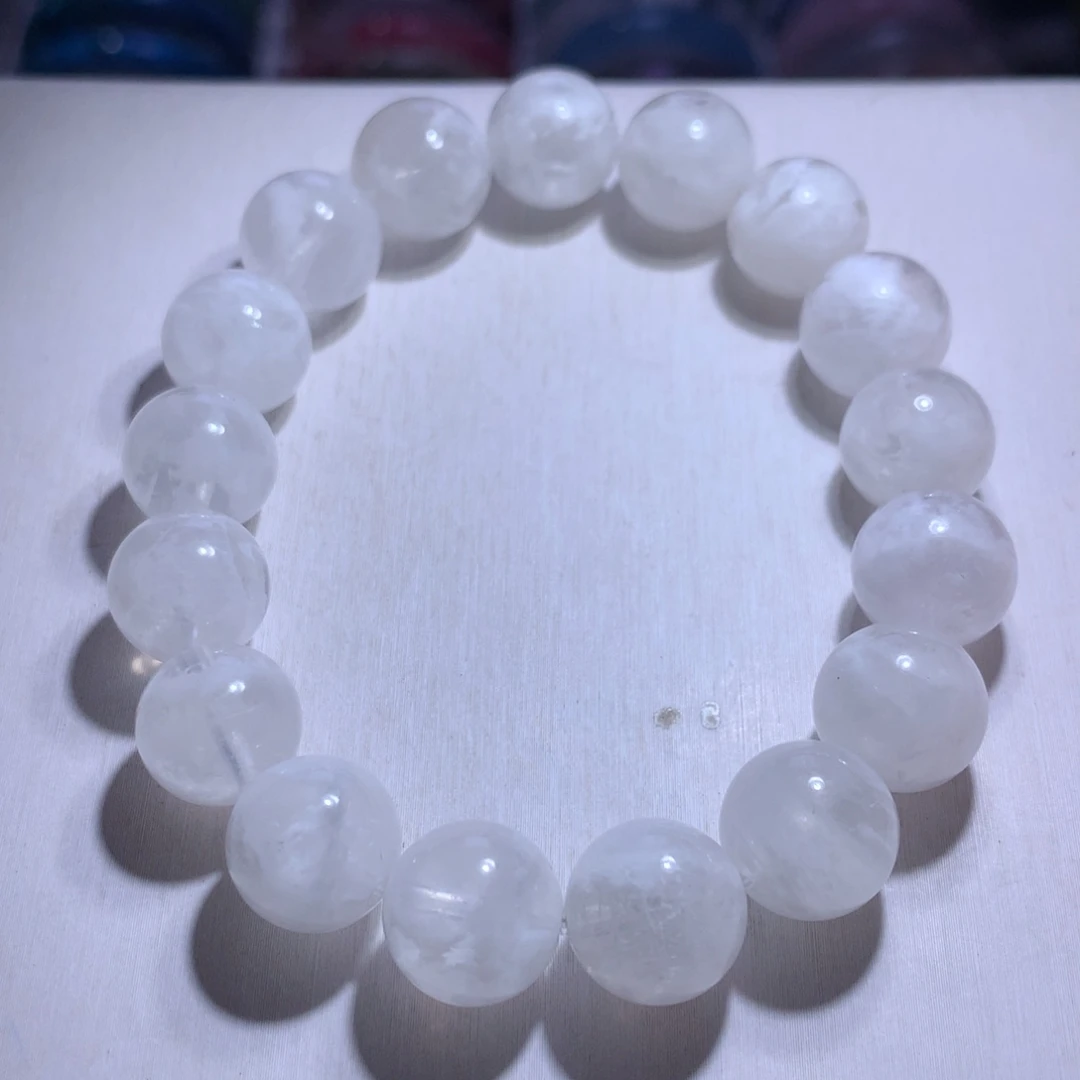 水晶手串银S925镶嵌雪花幽灵12.6m