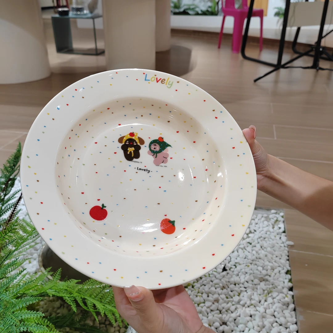 【Pony卡通盘】陶瓷卡通小可爱汤盘深盘深盘点心盘饺子盘釉下彩