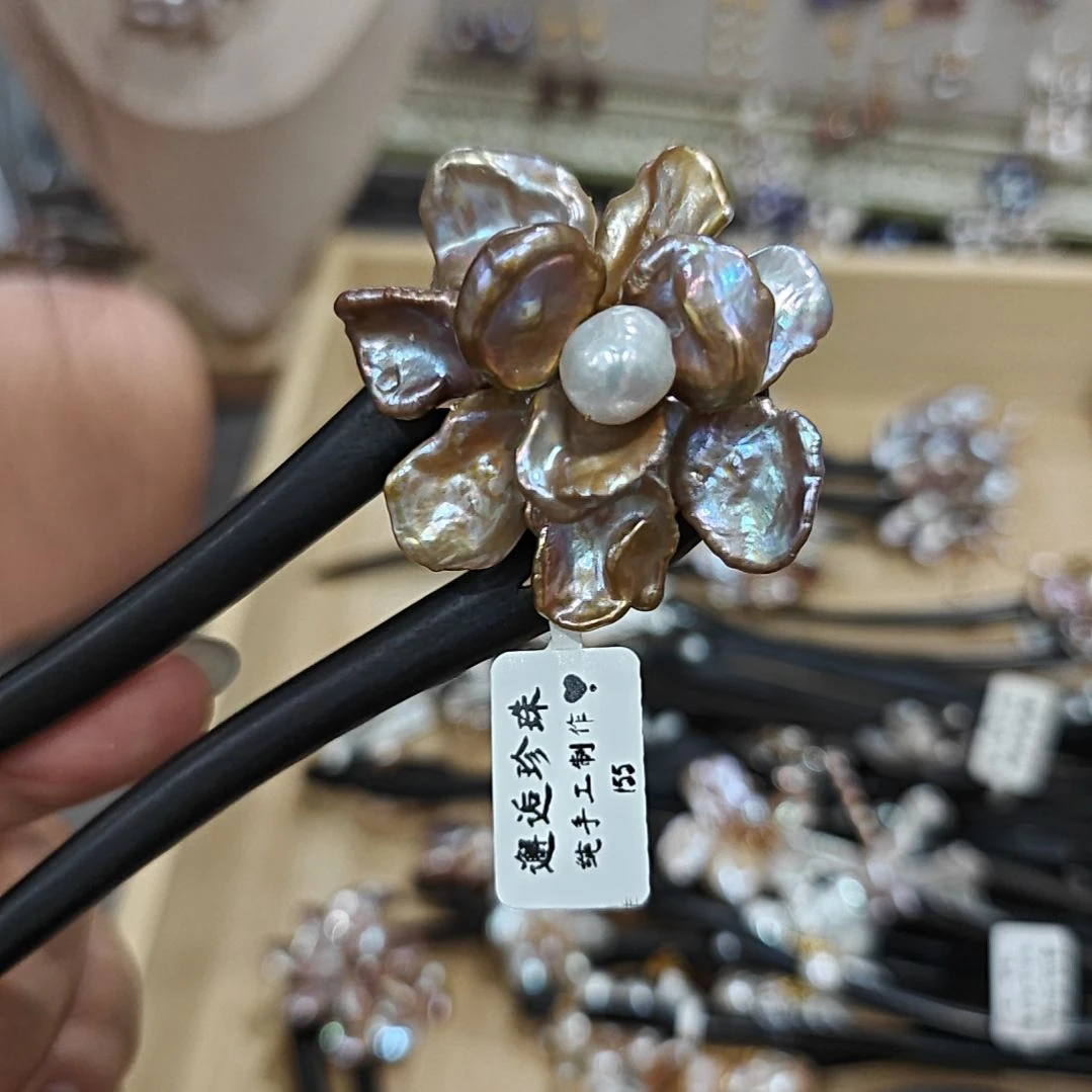 无非金属金色双层花花发簪