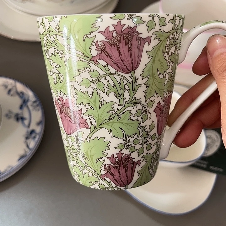 瓷片微瑕骨瓷莫里斯绿马克杯一个