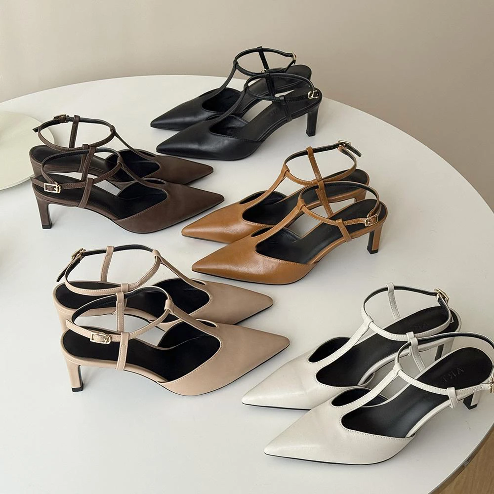 四色尖头调接口法式名媛浅口细跟凉鞋女新款配裙子温柔气质高跟鞋