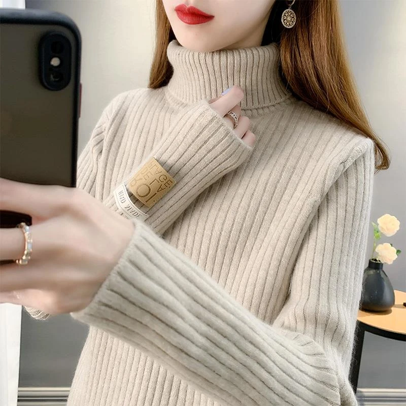 今年年秋季新款高领毛衣女套头加厚保暖软糯系内搭针织衫女打底衫