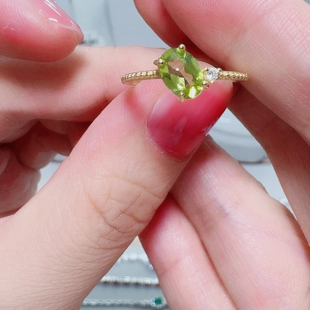 橄榄石戒指银S925镶嵌