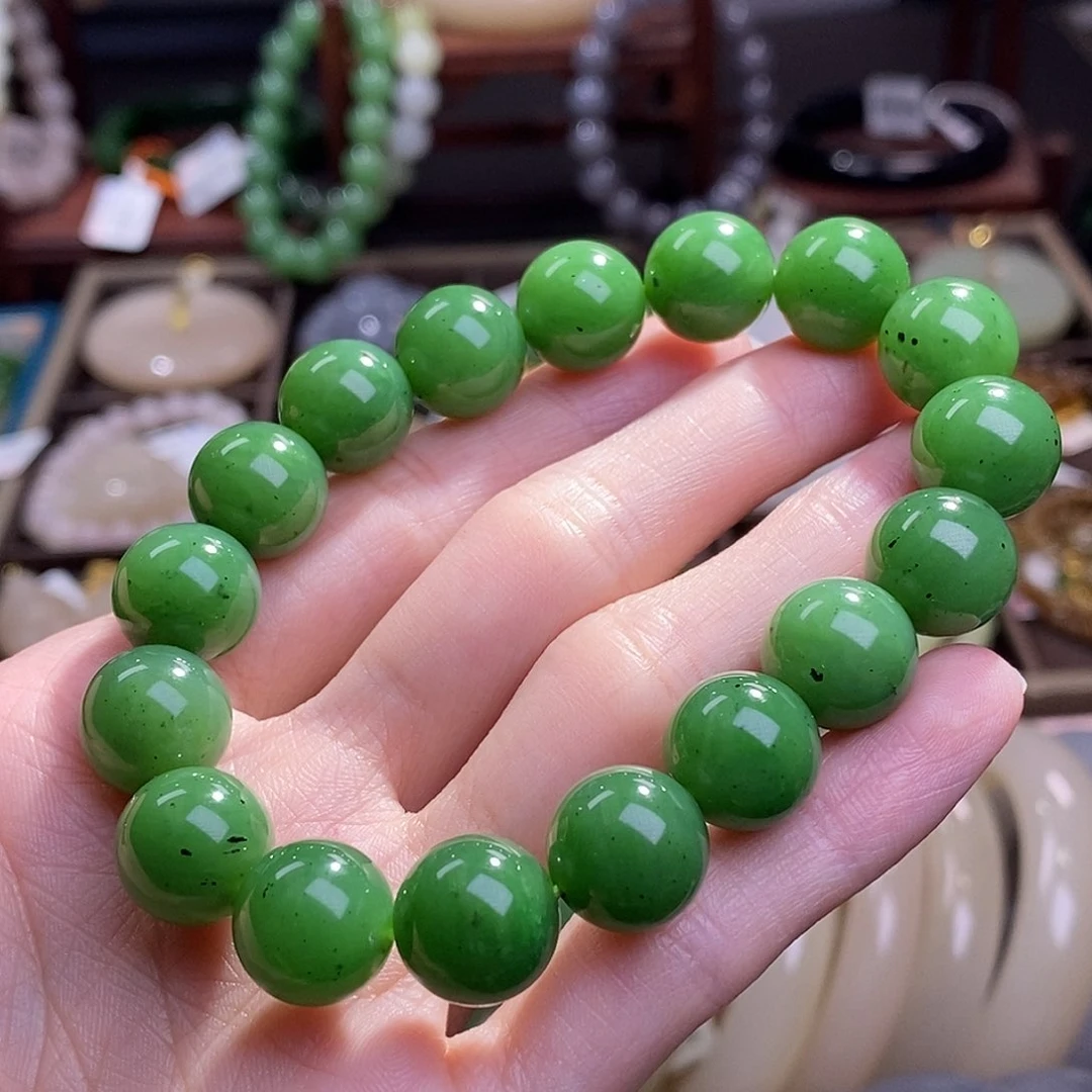 和田玉碧玉手串12MM未镶嵌