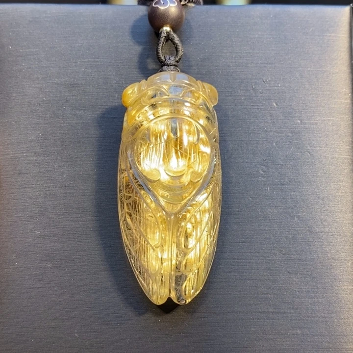 发晶未镶嵌颈饰高品质金发晶金蝉吊坠