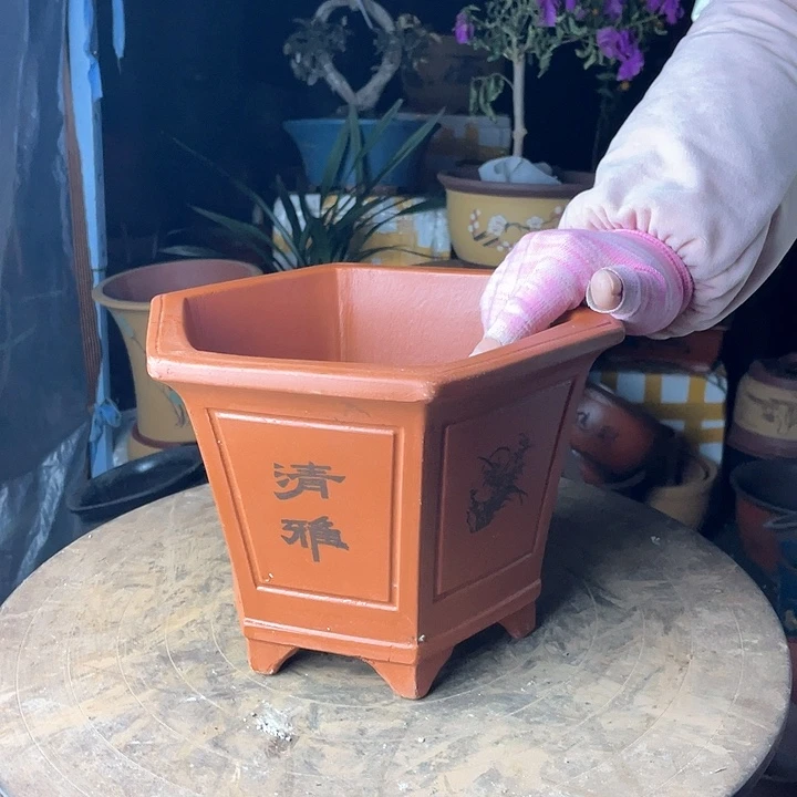 紫砂宜兴紫砂红六方清雅26