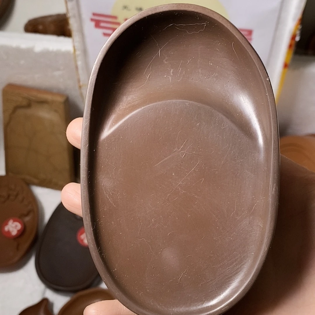 五寸椭圆平淌澄泥砚