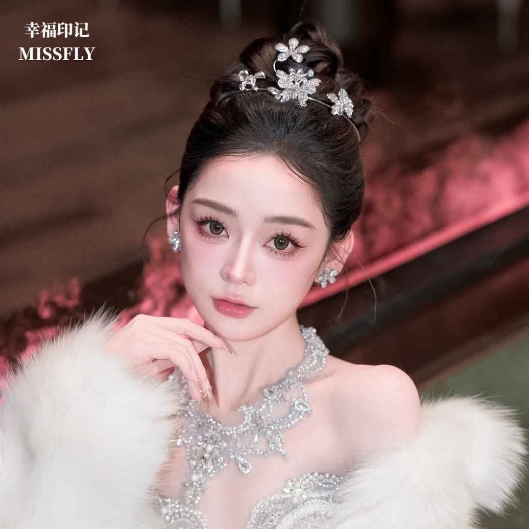 新娘皇冠耳环戒指套装婚纱头饰礼服发饰王冠闪亮简约大气宴会婚礼