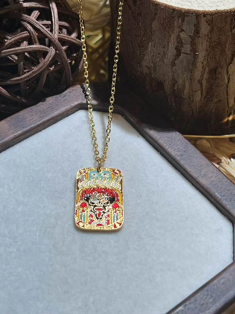 吊坠925银 31号-古法银镀金珐琅彩扎基拉姆黄财神吊坠-YLA6522