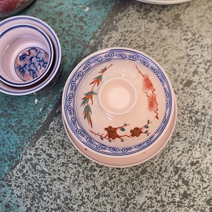 摆件陶红稀土斗彩竹子办公杯