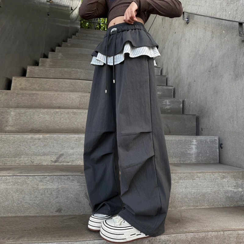 女童工装裤春秋新款儿童裙裤秋款休闲裤百搭中大童时髦宽松阔腿裤