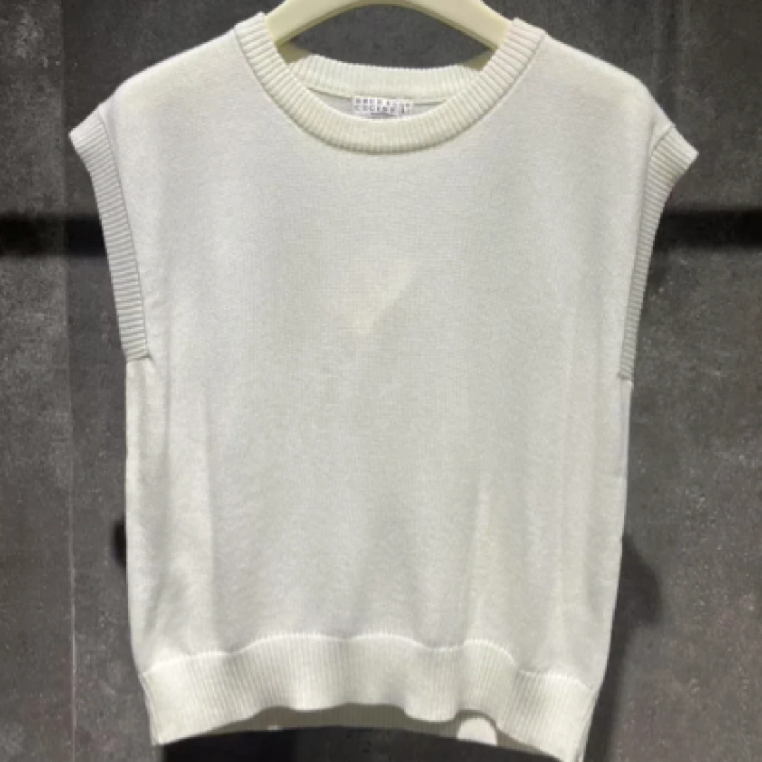 【Ann.G】A90103深圳南油新款女装老钱风圆领无袖针织背心马甲