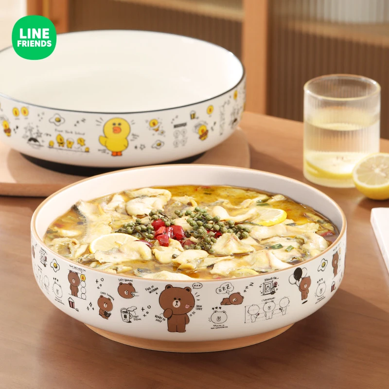 LINE FRIENDS酸菜鱼大盆陶瓷汤碗水煮鱼肉片毛血旺家用大碗吃饭碗