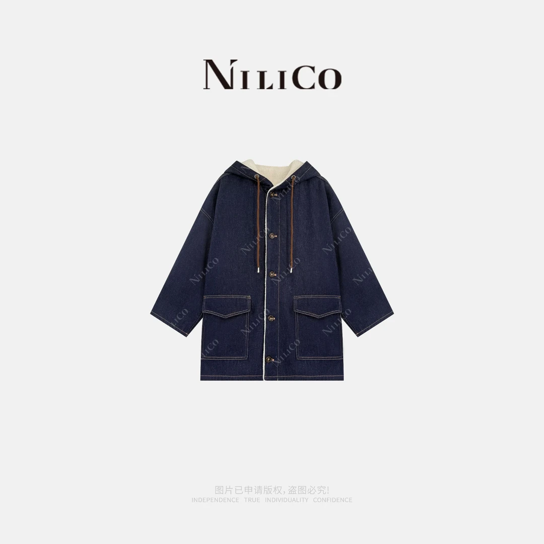 NILICO【暮光曲】气场强大宽松百搭显瘦保暖毛绒牛仔外套