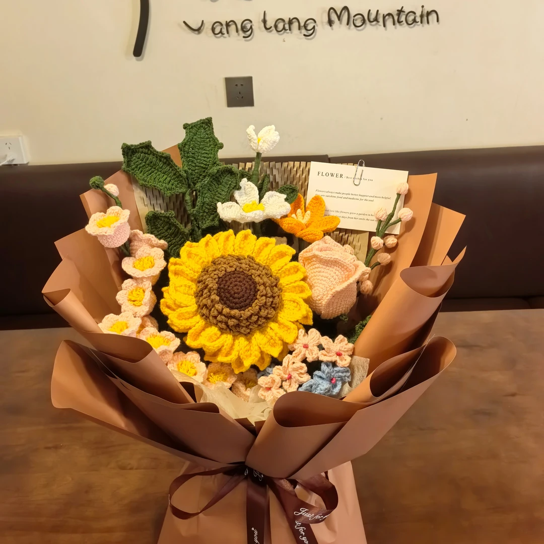 向日葵花束成品手工编织花朵