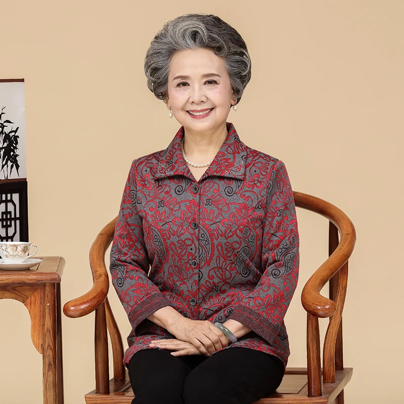 奶奶夏季衬衫中老年妈妈薄款外套老太太宽松上衣老人衣服奶奶衬衣