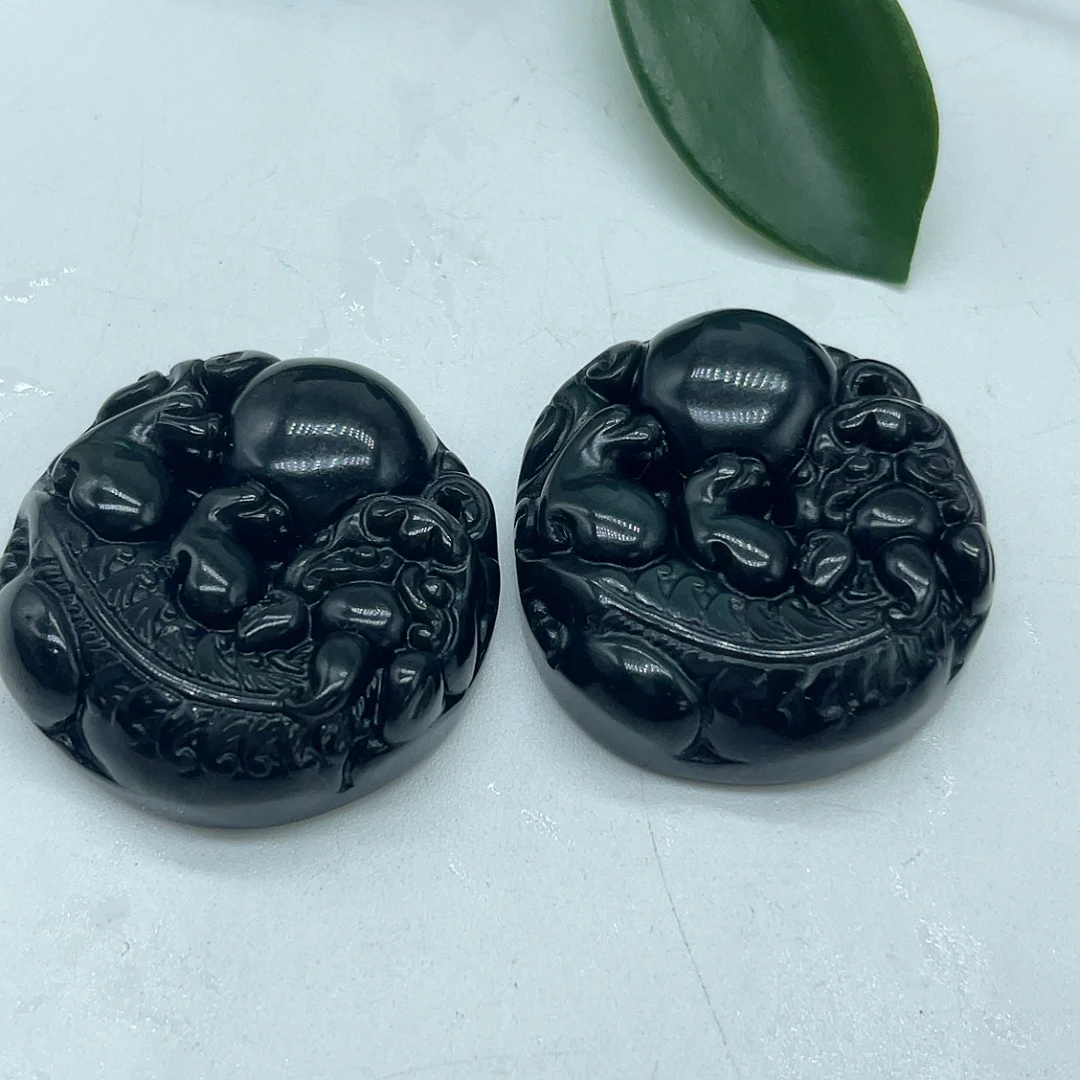 彩曜石黑曜石貔貅吊坠（拍一发一多样性发货）