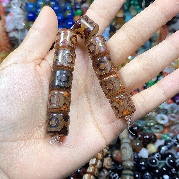 玛瑙/玉髓未镶嵌珠宝半成品玛瑙天珠卡14mm10颗